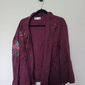 Embroidered Plum Annorack Military Jacket